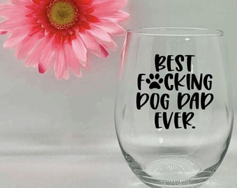 La mejor copa de vino para papá perro de todos los tiempos, regalos para papá perro para él, regalo para amantes de los perros, copa de vino personalizada divertida para papá perro, regalo para papá perro peludo, taza navideña para papá perro