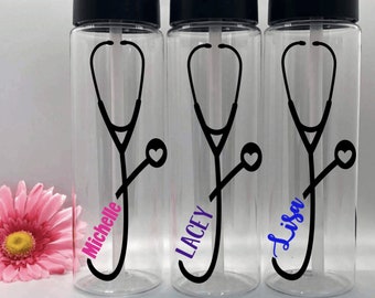 Nurse Stethoscope Water Bottle 24 oz Personalized Nurse Water Bottle Nurse Appreciation Week Nurse Gift Nurse Tumbler Healthcare Worker Cup