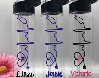 Nurse Water Bottle 24 Oz Personalized Nurse Gift Personalized Cup Nurse Appreciation Tumbler Nurse Cup Nurse Water Bottle With Straws