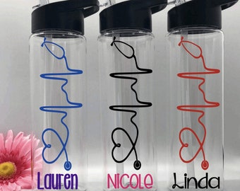 Nurse Water Bottle 24 Oz Personalized Nurse Gift  Personalized Cup Nurse Appreciation Tumbler Nurse Cup Nurse Water Bottle With Straws