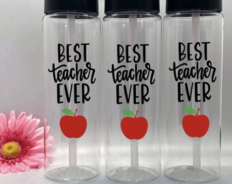 Regalo para maestros Botella de agua para maestros Regalo para maestros de preescolar Botella de agua personalizada para agradecimiento a maestros Vaso personalizado para maestros El mejor maestro de todos los tiempos