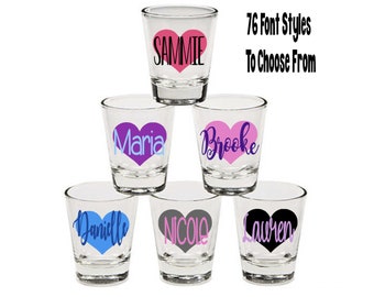 Personalized Shot Glasses Custom Shot Glasses Bridal Party Shot Glasses Bridesmaid Gifts Party Favors Bridesmaid Cup Best Friends Shot Glass