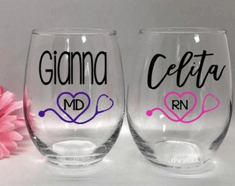 Regalo de copa de vino para enfermeras Regalo de enfermera personalizado Regalo de agradecimiento para enfermeras Regalos de enfermeras RN personalizados Regalos de graduación de enfermeras
