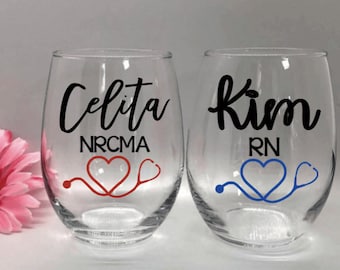 Nurse Wine Glass Gift For Nurse Personalized Nurse Gift Nurse Appreciation Gift Personalized Nurse RN Gifts Nurse Graduation Gift RN MD Cups