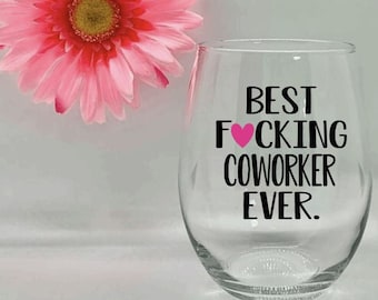 Copa de vino sin tallo para el mejor compañero de trabajo Copa de vino divertida Regalo para compañeros de trabajo Copa para compañeros de trabajo Copa para el mejor compañero de trabajo Copas de vino personalizadas Minorista