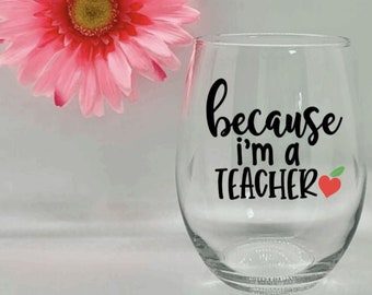 Porque soy profesor Regalos de copa de vino para profesores Porque soy profesor Regalos de agradecimiento para profesores Regalos de fin de año para profesores