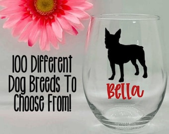 Copa de vino personalizada con silueta de mascota Copa de vino personalizada Perro mamá Perro papá Regalo para dueño de perro Regalo para amantes de los perros Copa de vino para mamá Perro Vasos para papá