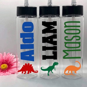 Personalized Dinosaur Water Bottle Dinosaur Party Favors Dinosaur Gift Personalized Kids Tumbler Water Bottle Kids Water Bottle With Straws