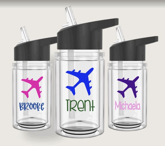 Airplane Kids Water Bottle With Straw Airplane Birthday Favors Airplane  Gifts for Kids Airplane Tumbler With Straw 10oz Water Bottles 