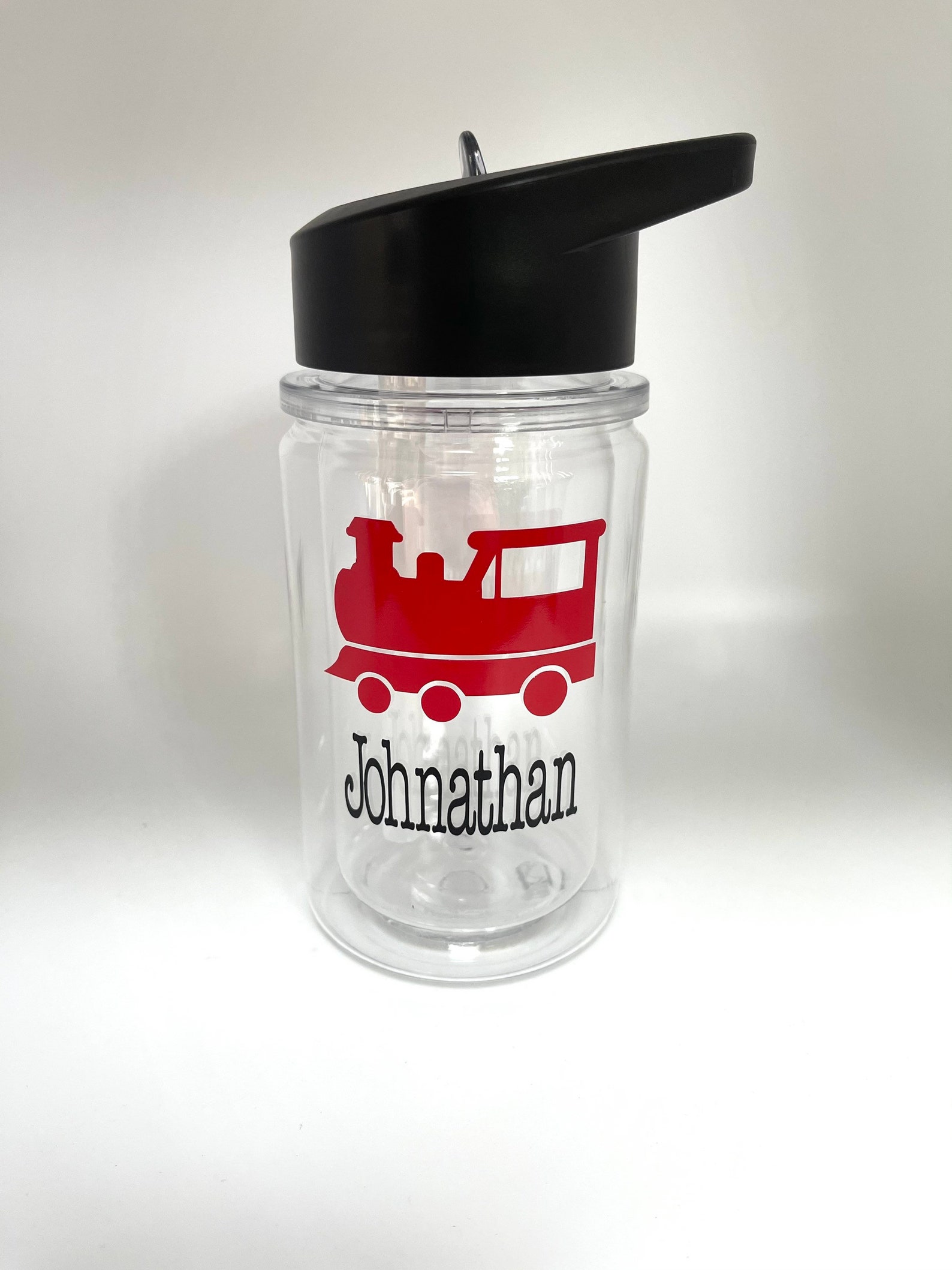 Train Kids Water Bottle With Straw Train Birthday Favors Train Etsy