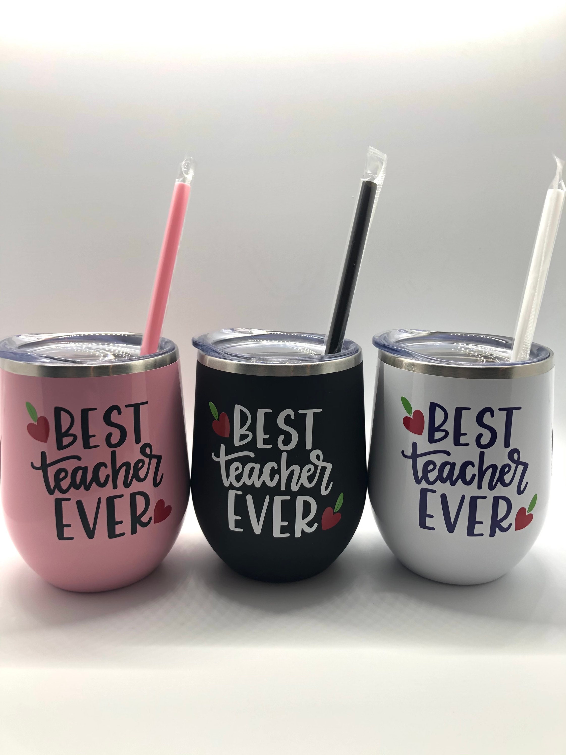 Personalized Teacher Tumbler With Straw Best Teacher Ever Cup