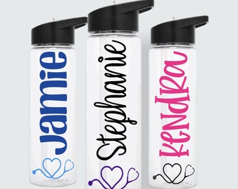 Nurse Water Bottle 24oz Personalized Nurse Gift Personalized Cup Nurse Appreciation RN MD lpn cna Nurse Tumbler With Straw Gift For Nurses