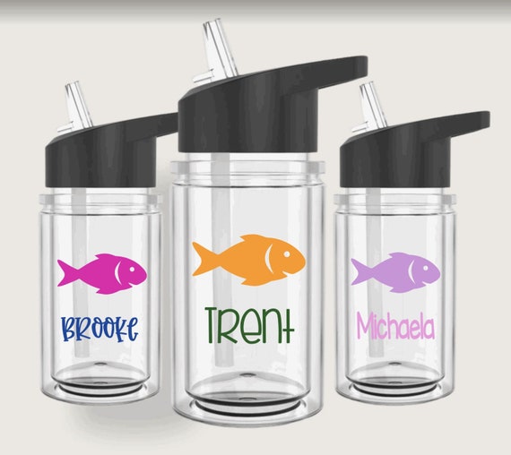 Fishing Kids Water Bottle Fishing Theme Party Favor Fish Water Bottle With  Straw 10oz Tumbler With Straw Kids Fish Water Bottle Kids Cups 