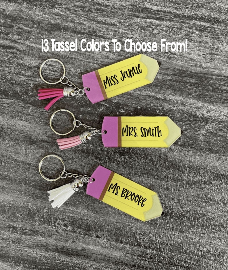 Personalized Teacher Key Chains Pencil Key Chains Custom Etsy