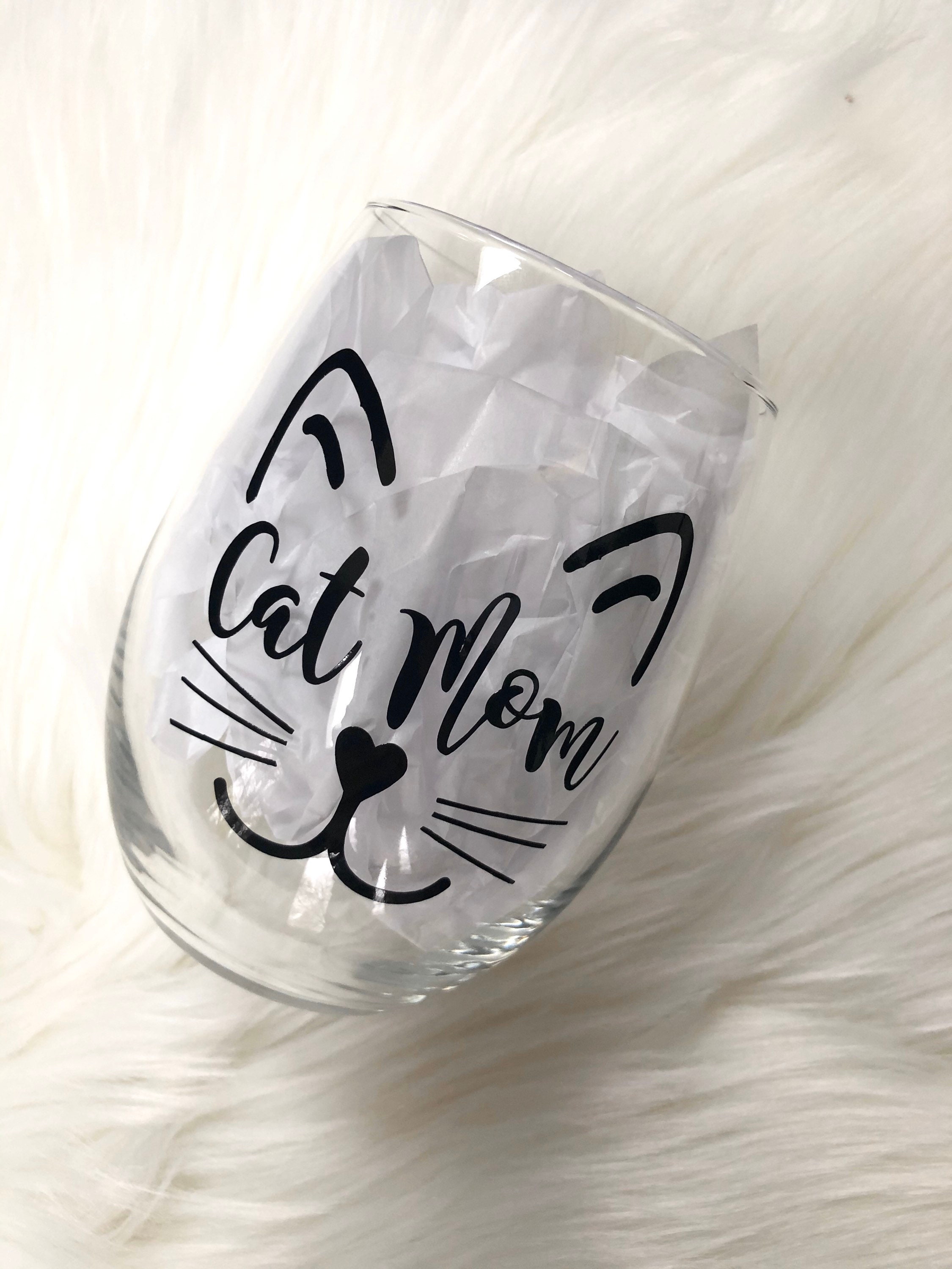 Cat Wine Glass Cat Lover Gift Crazy Cat Lady Cat Mom Wine - Etsy