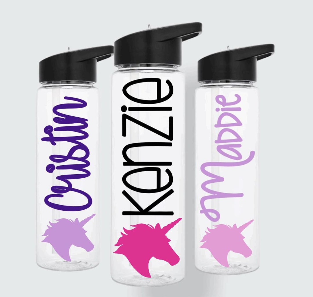 Personalized Unicorn Water Bottle With Straw and Flip up Spout Unicorn ...