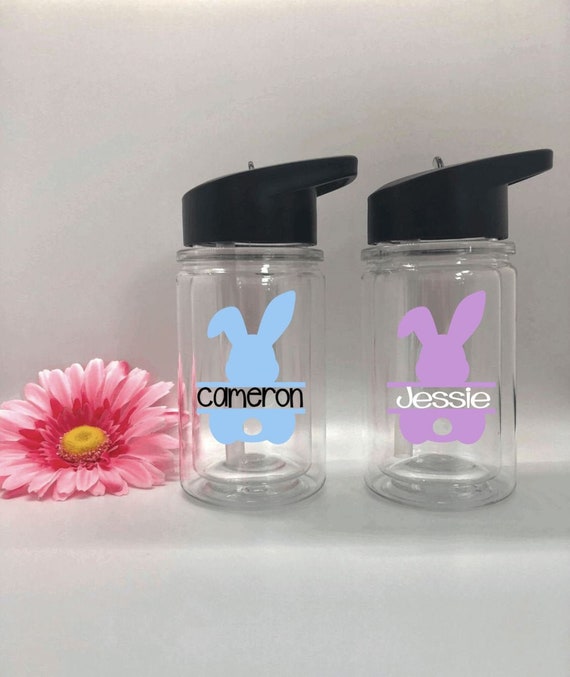 Personalized Bunny Water Bottle Easter Tumbler for Kids Custom