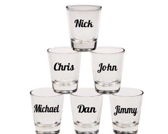 Personalized Shot Glasses Custom Monogrammed Shot Glass Bridal Party Favors Wedding Shot Glass Favor Gift Groomsmen Gifts Bridesmaid Glasses