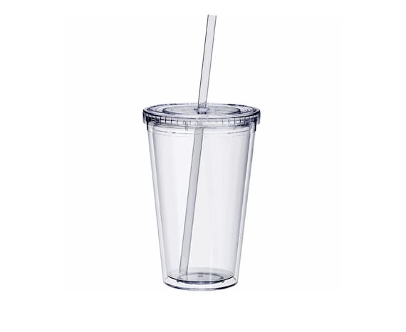 16 oz. Double Wall Acrylic Tumbler With Straw