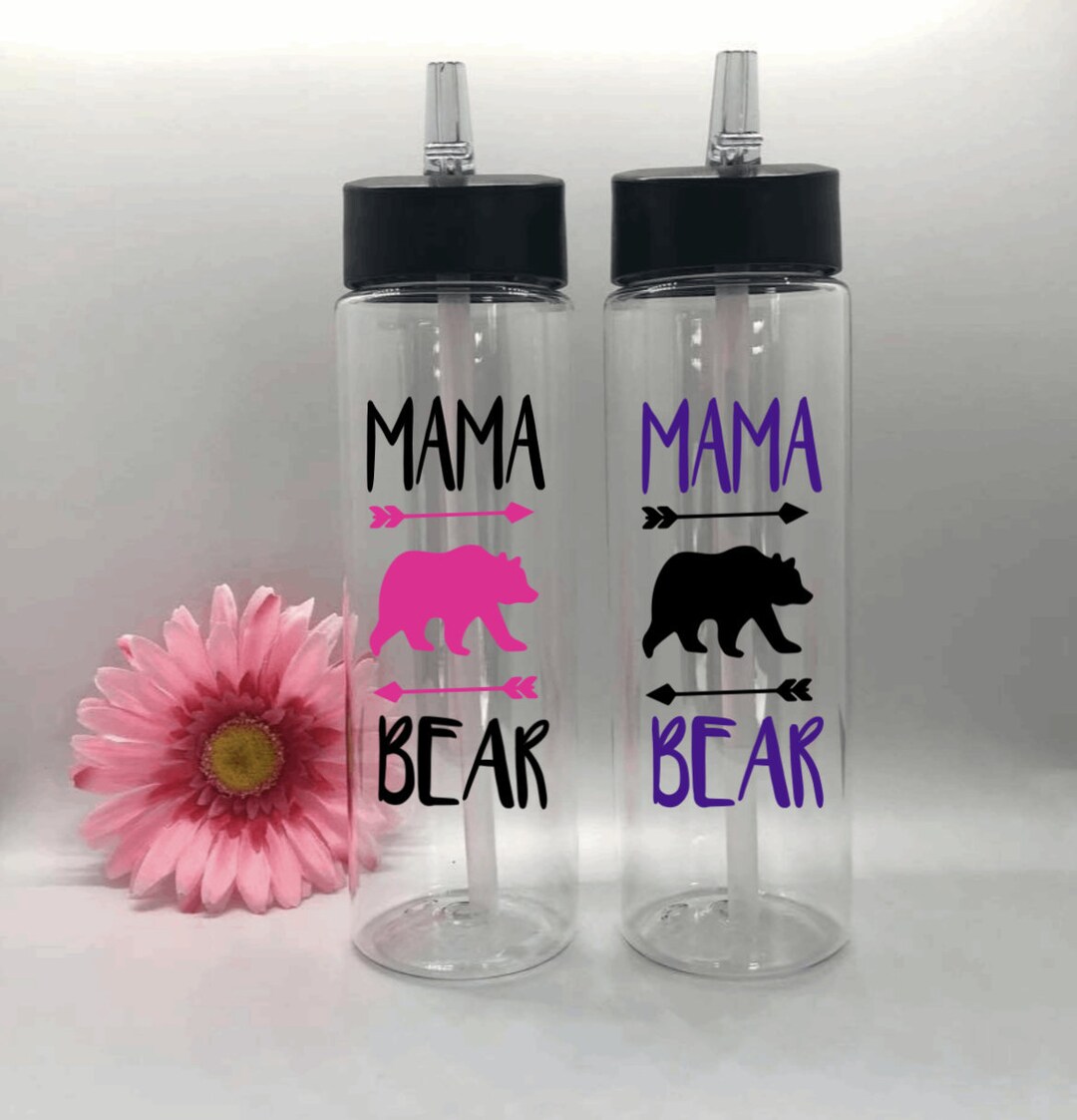 Mama Bear Water Bottle Water Tracker Motivational Bottle 24 Oz Flip Top ...