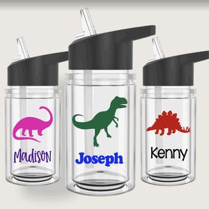 Personalized Dinosaur Water Bottle Dinosaur Party Favors Dinosaur Gift Personalized Kids Tumbler Water Bottle Kids Water Bottle With Straws