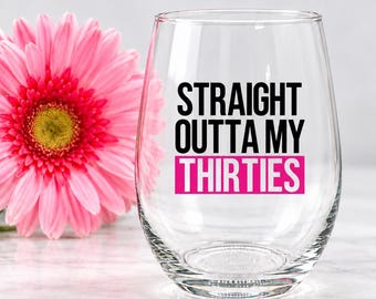 40th Birthday Wine Glass Forty and Fabulous Friend Birthday Forty AF Straight Outta 40 and Fabulous 40th Birthday Gifts for Women Glass