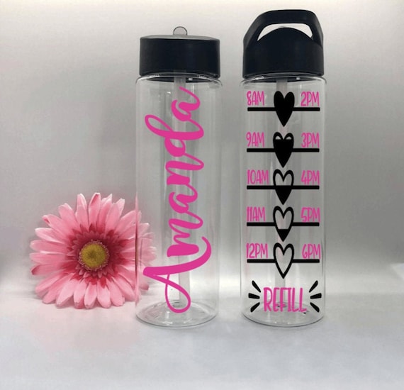 Botella de agua personalizada con nombre y rastreador de agua Rastreador de  tiempo motivacional 24 oz Flip Top con paja BPA Botellas de fitness  personalizadas sin BPA -  México