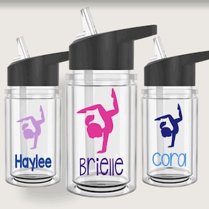Personalized Gymnastics Water Bottle Gymnastics Party Favors Gymnast Personalized Kids Tumbler Water Bottle Kids Water Bottle With Straw Kid