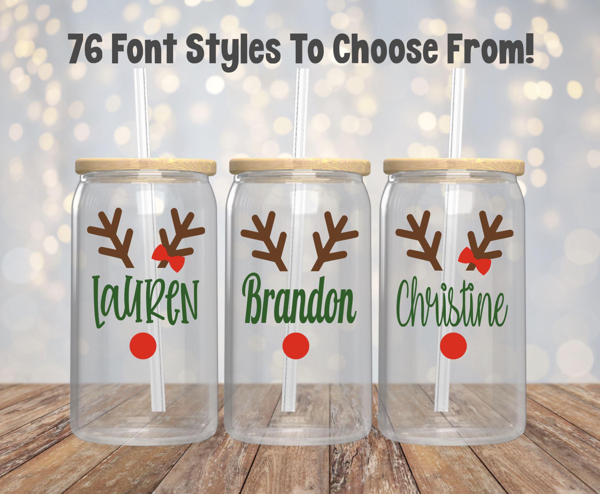 Christmas Iced Coffee Glass, Reindeer Hot Chocolate Mug, Christmas Glasses, Teacher Gift, Xmas Iced Coffee Cup, Christmas Tumbler With Straw
