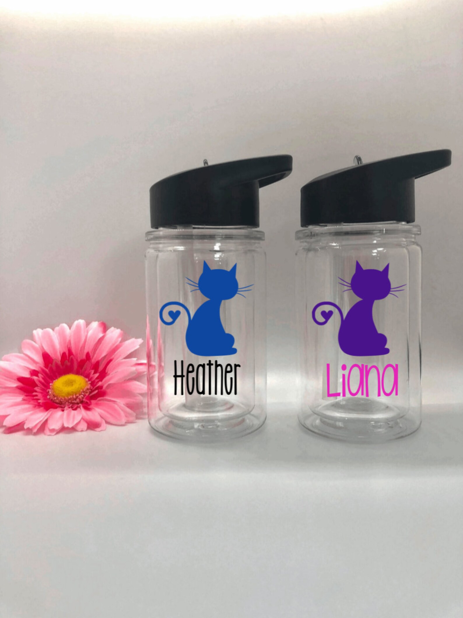 Personalized Kids Cat Water Bottle Cup With Straw Custom Cat - Etsy