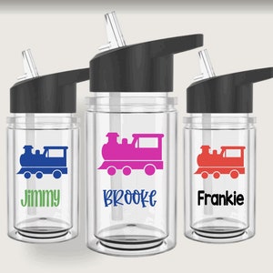 Train Kids Water Bottle With Straw Train Birthday Favors Train Gifts For Kids Train Tumbler With Straw 10oz Water Bottle Steam Trains Cups