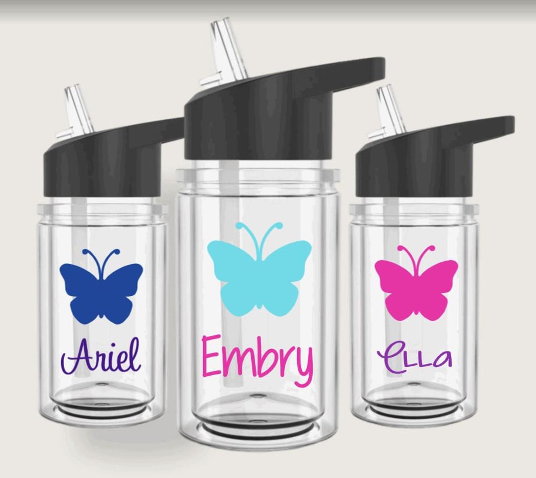 Personalized Butterfly Water Bottle Kids Personalized Butterflies Water ...