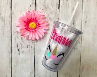 Unicorn Cup 16oz Unicorn Party Favor Custom Unicorn Tumbler Kids Unicorn Cup Unicorn Glitter Tumbler Tumbler With Straw Bridesmaid Cups