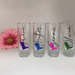 Nashville Bachelorette Shot Glasses Custom Shot Glass Bridesmaid Tall Shot Glass Cowgirl Boot Shot Glass Bridal Party Gift Bachelorette