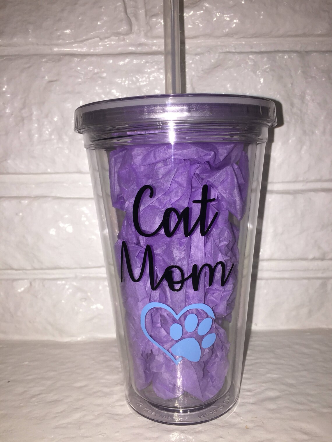 Cat Mom Tumbler With Straw Cat Mom Cup Animal Lover Pets Gift Etsy