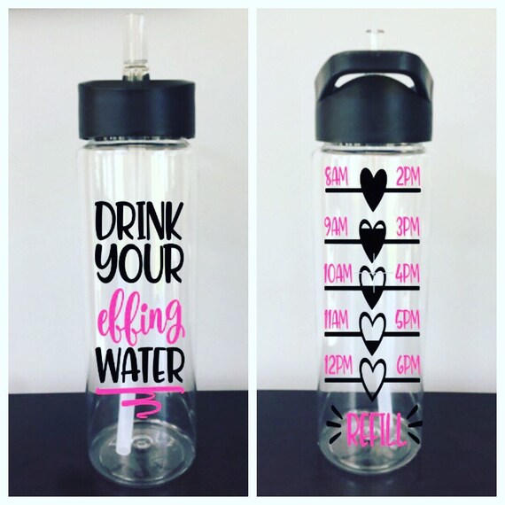 Drink Your Effing Water 24 Oz Flip Top Water Bottle With Straw Water  Tracker Motivation Tumbler With Straw Motivational Time Trackers 