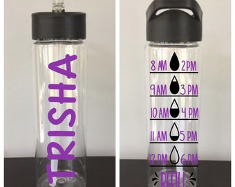 Personalized Water Bottle With Name And Water Tracker Motivational Time Tracker 24 oz Flip Top With Straw BPA Free Custom Water Bottles