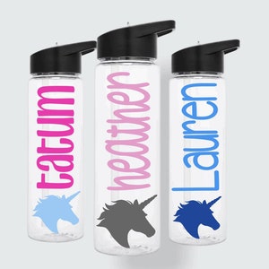 Personalized Unicorn Water Bottle With Straw and Flip up Spout Unicorn ...