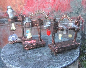 1/12 Miniature Laboratory Alchemy - Dollhouse Apothecary Cabinet, Haunted Halloween Witch Miniatures Goth Chemistry