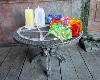 Haunted Dollhouse Witch Table Set: 1/12 Scale Miniatures, Crystals