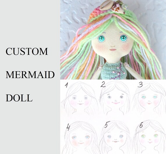 Custom Mermaid Rag Doll Handmade Textile Cute Dolls For Etsy