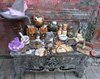 Lot Miniature witch accessories Halloween diorama Haunted miniatures Wizard item