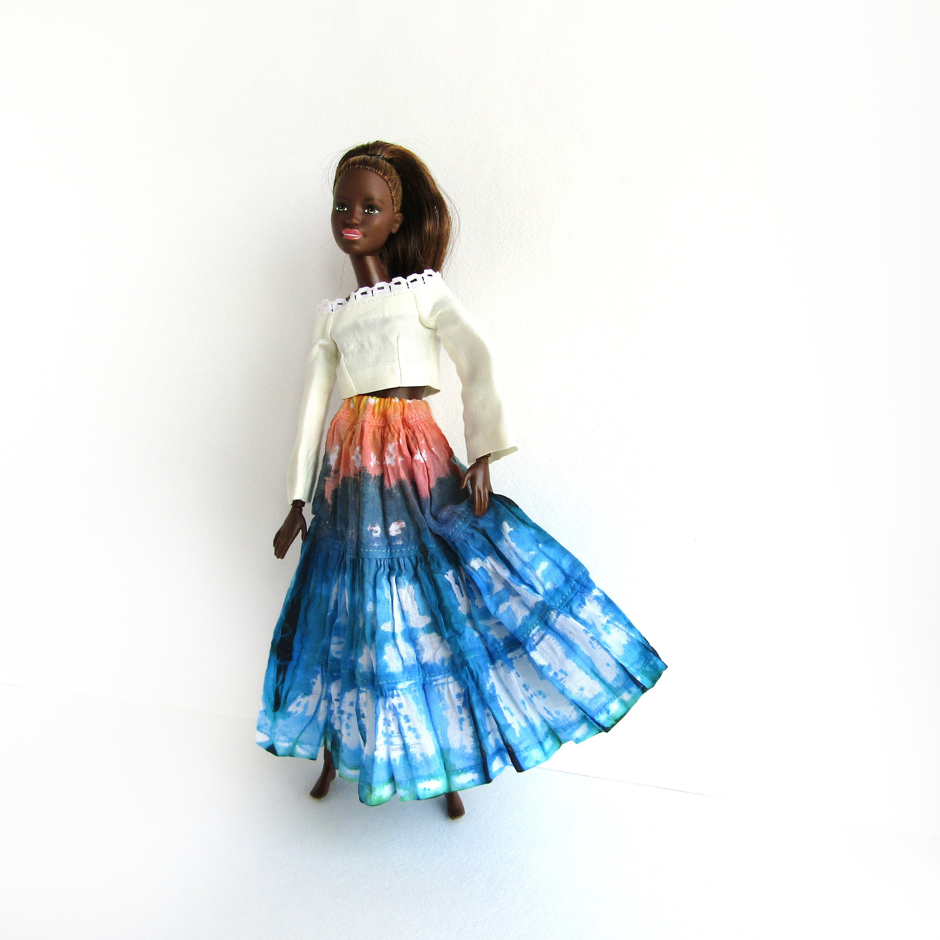 Barbie long skirt Handmade tie dye boho doll clothes rainbow Etsy