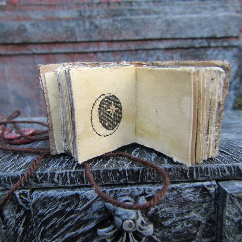 Miniature book for witch dollhouse 1:12 scale Notebook mini aged books Magic miniatures witch dollhouse roombox Wicca altar image 4