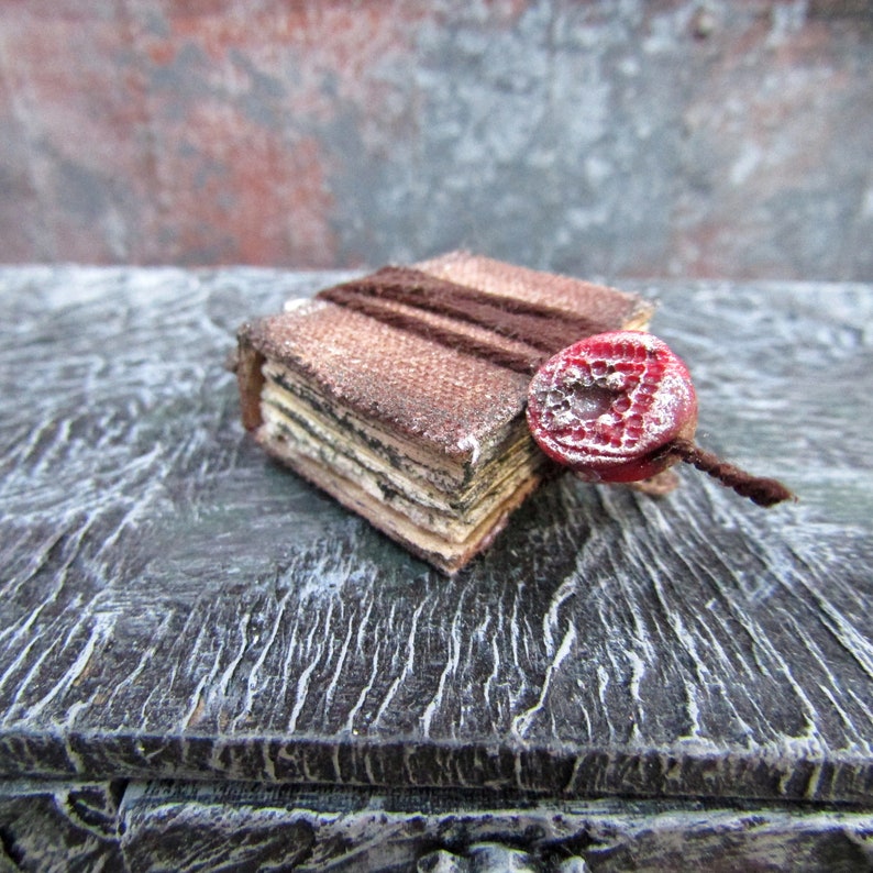Miniature book for witch dollhouse 1:12 scale Notebook mini aged books Magic miniatures witch dollhouse roombox Wicca altar image 9