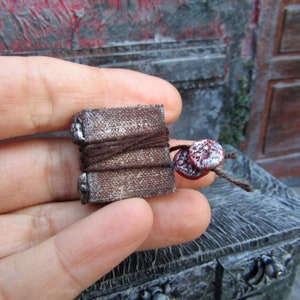 Miniature book for witch dollhouse 1:12 scale Notebook mini aged books Magic miniatures witch dollhouse roombox Wicca altar image 1