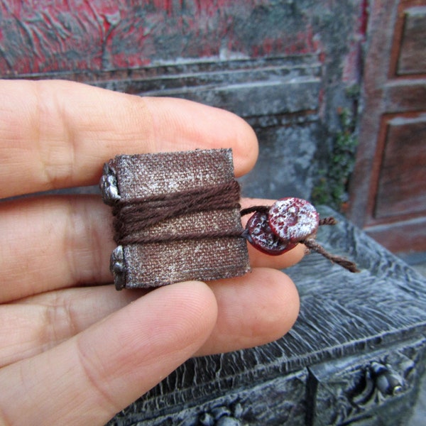 Miniature book for witch dollhouse 1:12 scale Notebook mini aged books Magic miniatures witch dollhouse roombox Wicca altar