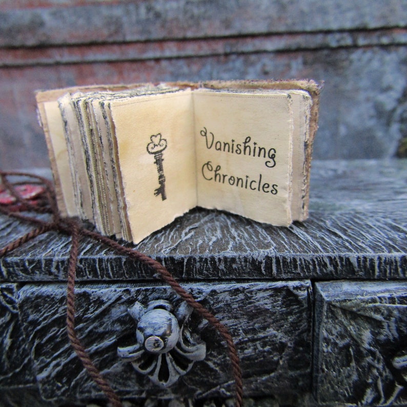 Miniature book for witch dollhouse 1:12 scale Notebook mini aged books Magic miniatures witch dollhouse roombox Wicca altar image 6