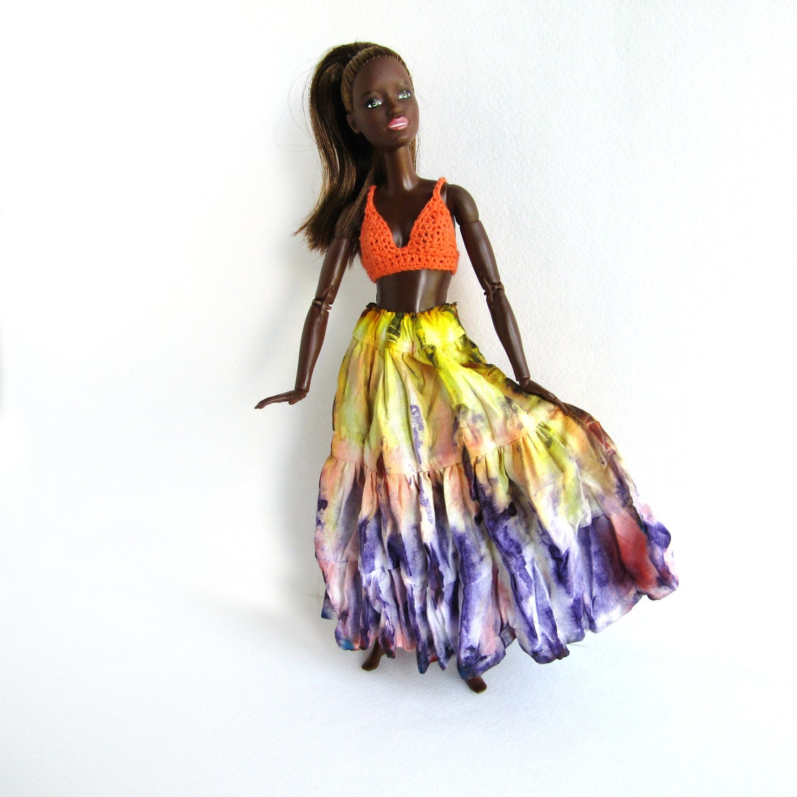Barbie doll clothes Handmade tie dye long skirt top Made to Etsy