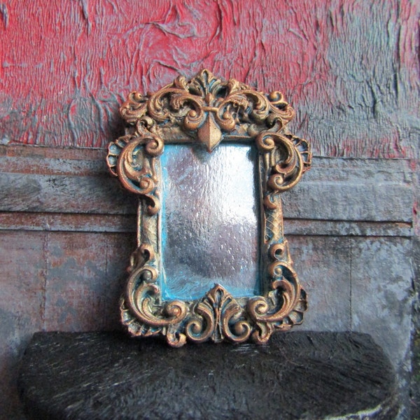 OOAK Miniature mirror Dollhouse miniatures furniture 1/6 or 1/12 scale roombox diorama Handmade haunted items